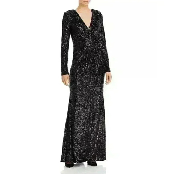 Nanette Lepore Dresses & Skirts - NEW NANETTE Nanette Lepore Women's 8 Long Sleeve V Neck Sequin Gown NWT $198